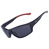 Dcjetys Polarisierte Sport-Sonnenbrille für Herren, UV-Schutz, Outdoor-Schutz, für Radfahren, Fahren, Angeln, TR90-Brille, Vollrahmen, schwarz/graue Gläser, 17,3 x 7,1 x 5,1 cm, Vollrahmen-Gläser in