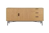 Dynamic24 Sideboard 160cm Eiche Echtholzfurnier Kommode Highboard Wohnzimmerschrank Anrichte