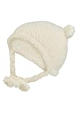 Sterntaler Inkamütze aus Teddystoff mit Flauschiger Rückseite - süße Unisex Babymütze mit angeschnittenen Ohrenklappen und Bindebänder - warme und kuschelige Wintermütze - Ecru, Größe 47