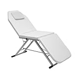 SUONTY Massageliege Massagetisch Massagebank Tragbare Kosmetikliegen Mobile Klappbar PVC Beauty Bettdecke Salon Spa Couch Bettwäsche Therapiebehandlung 71'',Weiß