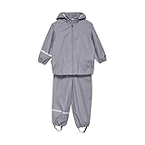 CeLaVi Unisex Kids Basic Recycle PU Rainwear Set, Gull, 80