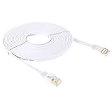 By Qubix - 15m CAT7 Ethernet Netzwerk LAN-Kabel Gold plattiert (10000 Mbit/s) - Weiß - Internetkabel