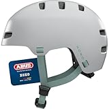 ABUS Fahrradhelm XOXO - Cityhelm im Skater-Look - Helm für Skateboard, Fahrrad, Scooter - mit optimiertem Kinnpolster - für Jugendliche und Erwachsene - Größe L, Grau
