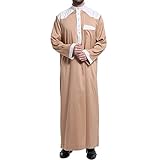 RUMAOZIA Arabische Kleidung Herren Muslim Kaftan Abaya Herren Langarm Jalabiya Kleid für Männer Weiß Gebetskleidung für Männer Islamische Kleidung Arabische Robe für Männer Muslim Hemden