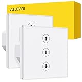 ALLEVOI Smart Rolladenschalter, Wlan Rolladen Zeitschaltuhr funktioniert mit Alexa/Google Home/Smart Life, Wifi Jalousien Rolladensteuerung mit steuerbarer LED Benötigt Nullleiter