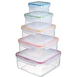 LocknLock PP Classic Vorratsdosen Set 5tlg., 180 ml, 410 ml, 750 ml, 1,2 L, 2 L, Vorratsdosen mit Deckel luftdicht & auslaufsicher, Gefrier-, Spülmaschinen- & Mikrowellengeeignete Meal Prep Boxen