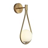 ZTTECH Wandlampe aus Goldmetall mit Mattglas-Globus 120mm G9 Fassung Moderne Wandbeleuchtung für Wohnzimmer, Schlafzimmer, Flur, Treppenhaus, Büro, Bar