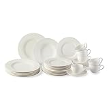 vivo - Villeroy & Boch Group - Basic White Kombiservice 30 Teilig, Spülmaschinenfest, Mikrowellensicher, Tafelservice Weiß, Geschirrset, Kaffeeservice, Keramik, Teller, Tassen, Premium Porzellan