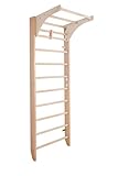 Kletterwand, Sprossenwand, Holz Turnwand Kombi-1-220 Klettergerüst Indoor, Kletterturm, Kletternetz, Sportgerät, Gym, Turngeräte für Zuhause, Fitness Sprossenwand