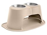 WeatherTech Double High Pet Feeding System – Erhöhte Futternäpfe für Hunde und Katzen, 30,5 cm hoch, Hellbraun (DHC6412TNTN)