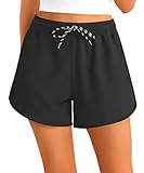 APTRO Damen Badeshorts Strandshorts Boardshorts Badehose Wassersport UV Schutz Sommer Sport Shorts Schwarz WS292 L