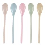 TenaLucy 5 Stück Eierlöffel Kunststoff,Plastiklöffel Plastik Löffel Lange Löffel Kaffeelöffel Plastik Joghurtlöffel Lang Marmeladenlöffel Bunte Kunststofflöffel Anti Tropfen Langer Griff Löffel