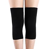 DUNSBY 1 Paar Winter-warme Knie-Hülsen-Wollstrick-Beinlinge for Damen und Herren, Kniescheibenunterstützung for Frühling, Laufen, Knieschützer (Color : Black, Size : One Size)