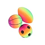 EUIOOVM 3 teiliges Bälle Set, Regenbogen, aufblasbarer Spaß, Rugby, Eltern Kind Basketballspielplatz, Erwachsene, Strand, Park, Garten
