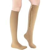 1 Paar Kompressionssocken Kompressionsstrümpfe mit Reißverschluss,15-21mmHg Stützstrümpfe Thrombosestrümpfe für Damen und Herren,Medizinische Kniestrümpfe für Krampfadern,Ödeme, Erholung, Schwanger