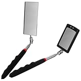 Homoyoyo 2 Stück Teleskop Inspektionsspiegel mit LED Beleuchtung Quadratischer Mechanikerspiegel aus Kunststoff und Metall Ausziehbar für Fahrzeug und Unterbodeninspektion