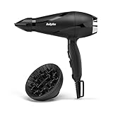 BaByliss Haartrockner Shine Pro 2200 – 2200W, Ionen-Technologie, Anti-Frizz-Effekt, inklusive Diffusor & Düse, Hergestellt in Italien, Schwarz, 6713DE