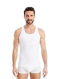 FINN Figurformendes Kompressions-Shirt Herren mit Bauchweg Effekt - Ärmelloses Shapewear Tank-Top aus Baumwolle - Body Shaper Unterhemd für einen flacheren Bauch Weiß Weiss XL