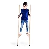 MAMOI® Stelzen aus Holz für Kinder, Gymnastik & geschicklichkeit, Holzstelzen 150 cm mit Höhenverstellung, Laufstelzen, Stilts ab 5 Jahre und 7/9 Jahre