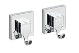 WENKO Vacuum-Loc® Wandhaken Quadro, 2er Set, Handtuchhaken...