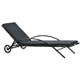 vidaXL Sonnenliege mit Auflage Rädern Gartenliege Rattanliege Gartenmöbel Rattanmöbel Liege Relaxliege Strandliege Poly Rattan Anthrazit