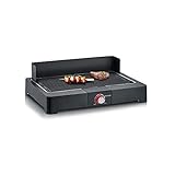 SEVERIN Tischgrill mit Aluminium-Grillplatte für drinnen und draußen, Elektrogrill mit schnellem Grill-Start, Balkon Grill ohne Verbrennungsgefahr, Schwarz, PG 8567