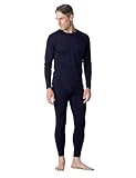 LAPASA Herren 100% Merinowolle Thermounterwäsche Set, Premium Merino Wolle Unterhemd & Unterhosen, warme Thermo Funktionsunterwäsche (M31, Warm, X-Large, blau)