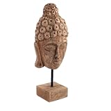 CREEDWOOD Buddha SKULPTUR Bali | Mangoholz | Deko Maske, Buddha Figur, Holz Buddha Statue, Buddha Kopf auf Sockel, Standfigur, Deko Objekt Buddha, Aufsteller