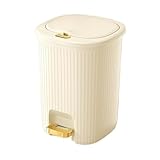 XUEQIZHENG Mülleimer, 8/10/15/20L schmaler Mülleimer mit Deckel und goldenem Pedal for Bad Küche(White,20L)