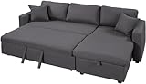 NIRBO Sleeper Sectional Sofa Grey with Storage Space, 2...