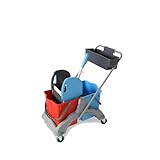 Hypafol Reinigungswagen mit EXTRA Korb | 2x25l Eimer mit...
