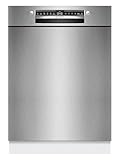 Bosch SMU4HTS14E, Serie 4 Unterbau-Geschirrspüler, 60 cm, VarioFlex, extra leiser Betrieb, Smart Start, 3-fach Rackmatik, Eco 50 °C für geprüfte Hygieneleistung, Home Connect, gebürsteter Edelstahl