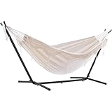 Vivere, Natural Double Cotton Hammock with Space-Saving Steel Stand Including Carrying Bag