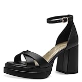 MARCO TOZZI Damen Sandalen mit Absatz Plateausohle Bequem, Schwarz (Schwarz), 38 EU