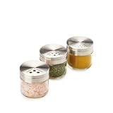 Metaltex Gewürzgläser 3er Set Gewürzstreuer flach, 100ml, Glas