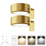Picture Lights for Wall with 3 Color Temps,Bild Licht mit Fernbedienung,Kabellos Bilderleuchte,magnetisches LED Wiederaufladbar Malerei Licht,Bilderrahmen Licht Ohne Bohren,GemäLde Lampe ﻿ (Gold)