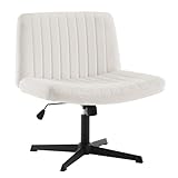 WOLTU Relaxsessel ohne Armlehne, Bürostuhl, Schreibtischstuhl Drehstuhl, Ergonomischer Stuhl, Samt Stuhl, Stuhl höhenverstellbar, 360° drehbar, Polsterstuhl, mit Schaukelfunktion, Beige