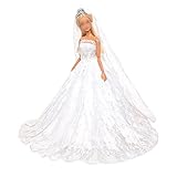 Miunana Hochzeitskleider + Brautschleier, Braut Prinzessinnen Kleidung Kleider für 11,5 Zoll Mädchen Puppen