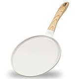 JEETEE Crepe Pan Induction 24cm, with PFAS Free Ceramic Coating Pancake Pan Cast Aluminium Frying Pan for All Types of Cookers