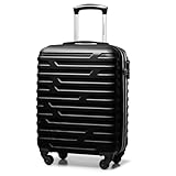 WITTCHEN A-line II Kabinengepäck Kabinenkoffer Handgepäck Rollkoffer Reisekoffer Bordkoffer Hartschale ABS Hochwertiger Stabiler Größe S Schwarz Lufthansa/Eurowings/Ryanair/Condor/Discover Airlines