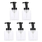 CAXUSD Nachfüllbarer 250ml Transparenter Seifenspender aus PET mit Schwarzem Pumpspender Schaumspender für Shampoo Lotion und Flüssigseife 5 Stück für Küche und Badezimmer
