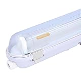 HOFTRONIC - ECOBright - LED Feuchtraumleuchte 150 cm - 15,5 Watt 2480 Lumen (160lm/W) - IP65 Wasserdicht - 3000K Warmweiß (830) - T8 G13 - Inkl. LED Röhre - Flimmerfrei - Leuchtstofflampe