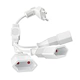 VIEVRE Verlängerungskabel Flachstecker, 3 in 1 Eurostecker Verlängerung, Flachstecker Verlängerung, Stromkabel Flach 250V, Verlängerungskabel Flach 50cm für TV PC Computer Monitor