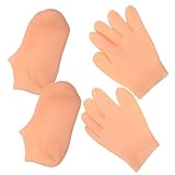 LOORGVEL Feuchtigkeitsspendende Handschuhe und Socken für Trockene Haut Weiche Elastische Handmasken und Fußpflege Bequemes Anziehen Feuchtigkeitsspendend und Hautschützend für Nachtpflege