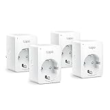 TP-Link Tapo Smart WLAN Steckdose,Alexa Steckdose 4er Pack, Smart Home WiFi Steckdose, Alexa Zubehör,funktioniert mit Alexa,Google Home,Tapo App, Sprachsteuerung, Fernzugriff,Kein Hub notwendig, Mini