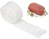 jushion Schinkennetz Weiß,3m Rollbratennetz Baumwollfaden 18 Löcher Fleischnetz Elastisches Rouladennetz Kochzubehör Fleischnetzrolle zum Aufbewahren Aufhängen,Netz für rollbraten