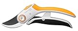 Fiskars PowerLever Bypass-Gartenschere für frische Äste und Zweige, Antihaftbeschichtet, Stahl-Klingen/Aluminium-Griffe, Schwarz/Orange, Plus, P751, 1057172
