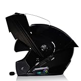 ZHTBATE Motorradhelm Mit Bluetooth Klapphelm Integralhelm Modularer Motorrad Helm ECE Genehmigt Doppelvisier Sturzhelm Für Herren Und Damen