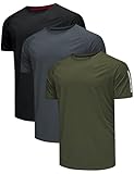 Djtnzdm 3er Pack Gym Shirts Herren Kurzarm Basic Sportshirt Schnelltrocknend Fitness Fahrrad Tshirt Männer Leicht Atmungsaktiv Laufshirt L Schwarz Grau Grün