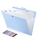 FRETONBA Fächermappe A4 mit 8 Fächer, Dokumentenmappe 1 Stück, Schnellhefter A4 Plastik Stabil Gestaltung des Etiketts, Ringbuch Knopfdesign Verhindert Streuung, Register für Ordner, Blau